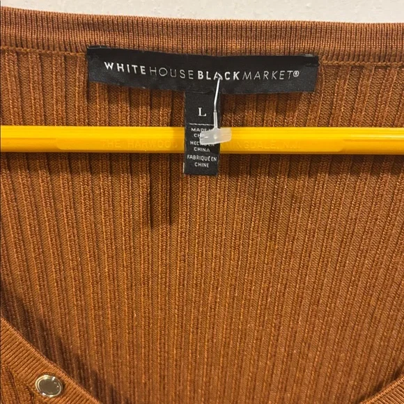 White House Black Market Copper Ribbed Long Sleeve Tight Knit Top Size Large - Picture 4 of 13